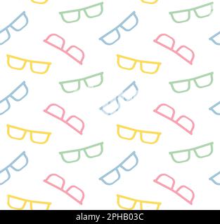 Vector seamless pattern of different color flat glasses isolated on white background Stock Vector