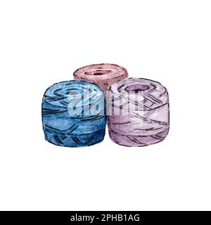 three balls of yarn for knitting Stock Photo