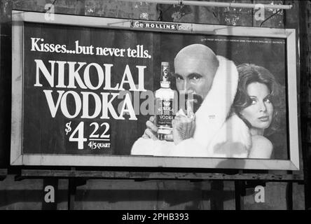 Nikolai Vodka, billboard, Philadelphia PA., USA, 1976 Stock Photo