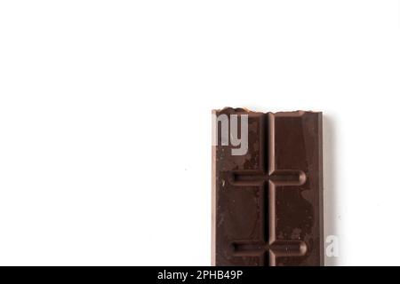 Flat lay composition with delicious chocolate on white table background Stock Photo