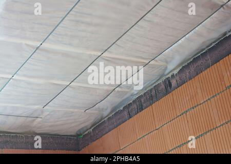 Roof thermal insulation in home Stock Photo