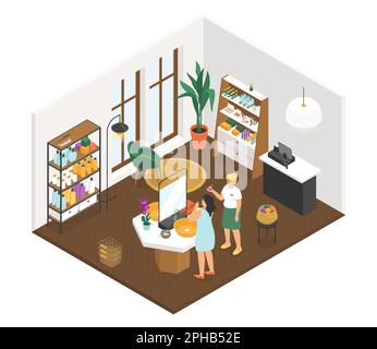 Cosmetics shop - modern vector colorful isometric illustration Stock Vector