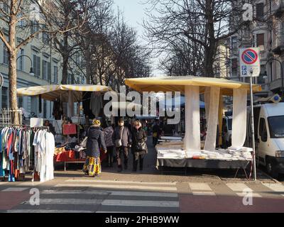 TURIN, ITALY - CIRCA FEBRUARY 2023: Corso Palestro marketplace Stock Photo