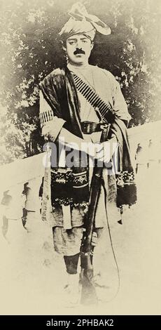 The image is of King Amanullah Khan in tribal dress complete with Brith 303 rifle who was the King of Afghanistan from June 1926 until January 1929 Stock Photo