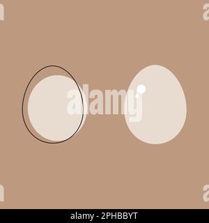 Eggs logo vector illustration. Outline white color icon, line linear sign isolated on brown background Stock Vector