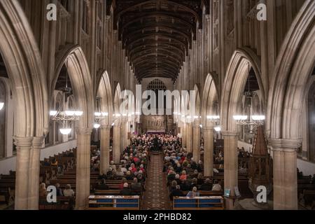 Rock Choirs from Essex and Suffolk perform at Long Melford Church 24 March 2023 © Brian Harris Members of the Rock Choir from different choirs in Esse Stock Photo