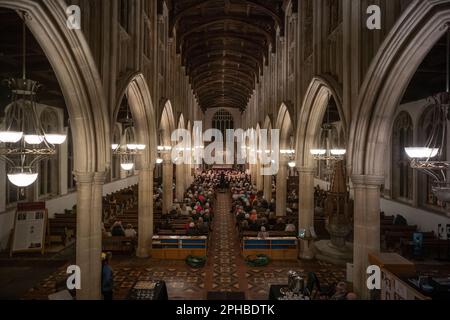 Rock Choirs from Essex and Suffolk perform at Long Melford Church 24 March 2023 © Brian Harris Members of the Rock Choir from different choirs in Esse Stock Photo