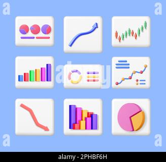 3D Set of Financial Reports Stock Vector