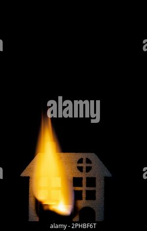 Conceptual image of a burning house Stock Photo