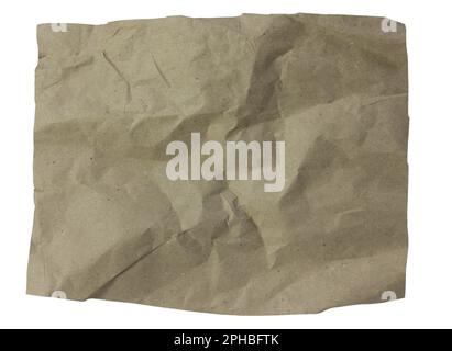 A piece of crumpled kraft paper isolated on a white background Stock Photo