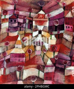 Rose Garden by Paul Klee (1879-1940), oil pen ink on paper, 1920 Stock Photo