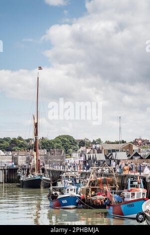 The harbour at the seaside town of Whitstable on the kent coast, UK. Stock Photo