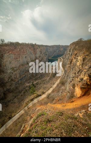 Old quarry Velka Amerika in spring cloudy color hot day Stock Photo
