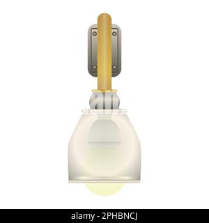Hanging transparent outdoor lamp with white lampshade in realistic style. Glass lightbulb. Colorful vector illustration isolated on white background. Stock Vector
