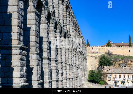 Segovia Roman Aqueduct, Spain Stock Photo
