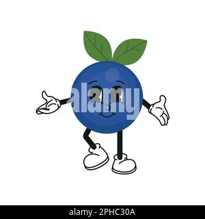 Retro cartoon with funny comic and gloved hands. blueberry stickers characters 70s,eps 10 Stock Vector