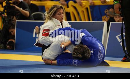 March 26, 2023, Orlando, FL, USA: ORLANDO, FLORIDA - MARCH 26: Ana Carolina  Vieira Srour (Aviv Jiu-Jitsu) def. Amy Scot Campo (Zenith BJJ) via  advantages (3-1)during IBJJF PAN AMS 2023 Finals at