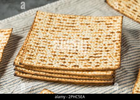 Homemade Jewish Matzah Flat Bread Ready to Eat Stock Photo