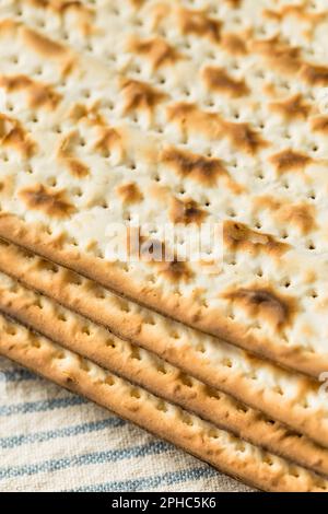 Homemade Jewish Matzah Flat Bread Ready to Eat Stock Photo