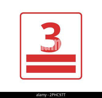 Red stacking height, number 3. Concept of packaging. Stock Vector