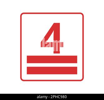 Red stacking height, number 4. Concept of packaging. Stock Vector