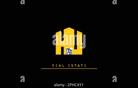 Real Estate letters Initials Monogram logo HU , UH Stock Vector
