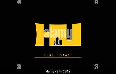 Real Estate letters Initials Monogram logo HU , UH Stock Vector