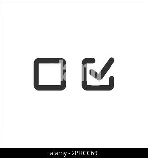 Checkbox set with blank and checked checkbox line art vector icon for apps and websites. Stock vector illustration isolated on white background. Stock Vector