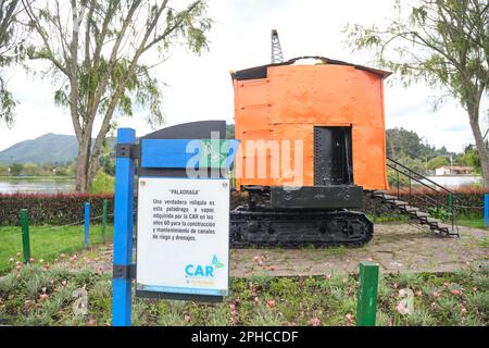January 22, 2023, Sopo, Colombia: paladraga, old steam shovel from the 1960s used for the construction and maintenance of irrigation and drainage cana Stock Photo
