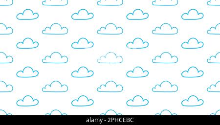 light blue sky linear clouds seamless vector pattern. Ornament can be used for gift wrapping paper, pattern fills, web page background, surface Stock Vector