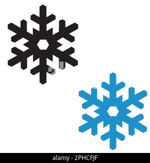 Black and light blue snowflake icon on a white background Stock Vector