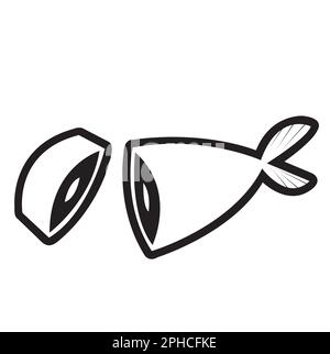A sliced fish on a white background with copy space Stock Vector