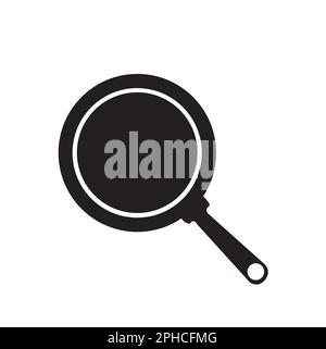 A black frying pan on a white background with copy space Stock Vector