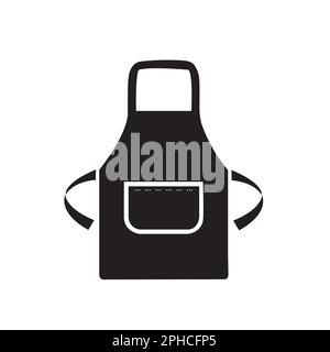 Black apron with a pocket on a white background with copyspace Stock Vector