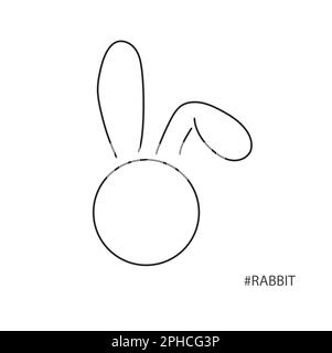 Black lines rabbit shape on a white background with copy space Stock Vector
