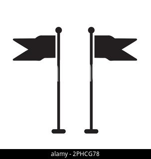 Black flags with masts on a white background with copy space Stock Vector
