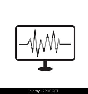 An electrocardiogram line on a flat screen on a white background with copy space Stock Vector