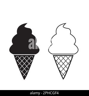 Black and white ice creams cones on a white background with copy space Stock Vector
