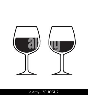 Black and white wine glasses on a white background with copy space Stock Vector