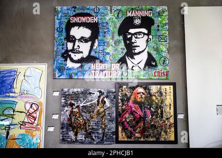 Beverly Hills, USA. 27th Mar, 2023. Brace Yourself For Banksy modern and contemporary art auction pieces at Julien's Auctions. 3/27/2023 Beverly Hills, CA., USA (Photo byTed Soqui/SIPA USA) Credit: Sipa USA/Alamy Live News Stock Photo