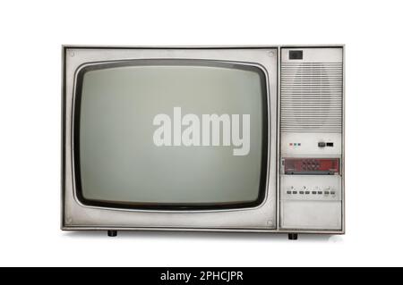 Old-fashioned tube TV isolated on a white background Stock Photo