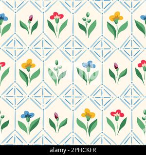 Bright Chintz Romantic Meadow Wildflowers Vector Seamless Pattern Stock Vector