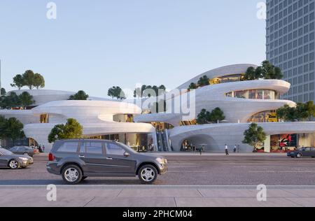 3d render of exterior view of buildings Stock Photo