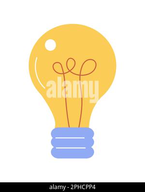 Light bulb vector icon in dodle style. Brainstorming sign. Lightbulb in flat style. Hand drawn electrical lamp Stock Vector