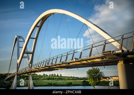 The Infinity Bridge over the River Tees on a sunny day. Stockton-on-Tees, UK Stock Photo