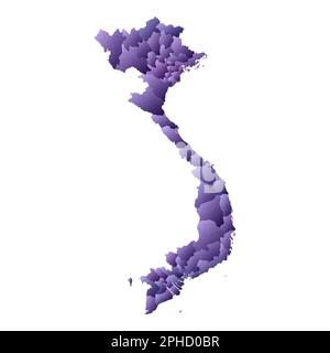 Vietnam map. Geometric style country outline. Positive violet vector illustration. Stock Vector