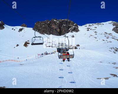 Skiing during Winter Holidays in the Bavarian Alps around Oberstdorf,   #Fellhorn #Nebelhorn #Kleinwalsertal Stock Photo