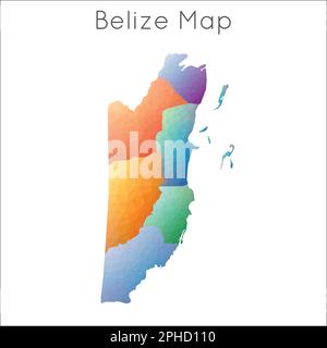 Low poly map of Belize. Belize geometric polygonal, mosaic style map. Stock Vector
