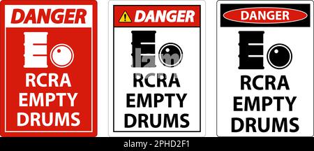 Danger Sign RCRA Empty Drums On White Background Stock Vector