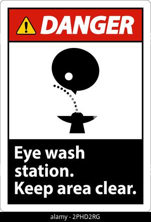 Danger Eye Wash Station Keep Area Clear Sign Stock Vector